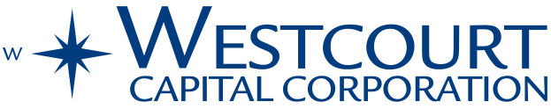 Westcourt Capital Corporation-Logo mit blauer Schrift auf weißem Hintergrund, eingerahmt von einem dünnen schwarzen Rand.