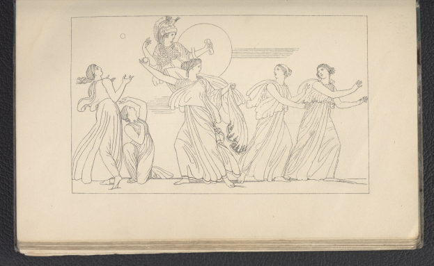 Ein Buchumschlag mit einer leuchtenden Illustration einer Gruppe tanzender Frauen in energischen, synchronen Posen, mit detaillierter Kleidung und Gesichtern.