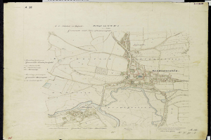 Alte detaillierte Karte von Nürnberg, Deutschland, zeigt Straßen, Gebäude und Sehenswürdigkeiten mit Textanmerkungen.