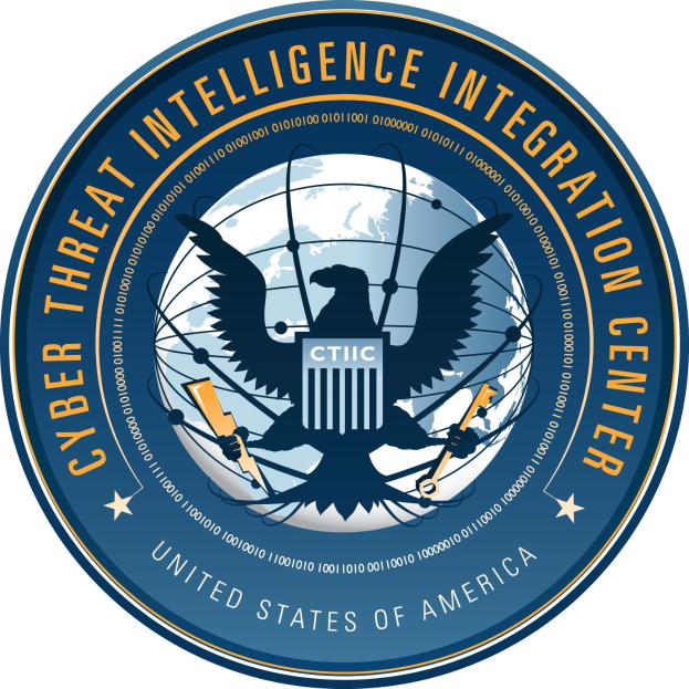 Logo des Cyber Threat Intelligence Integration Center (CTIC): ein blauer Kreis mit einer weißen Silhouette einer Person, umgeben von einem weißen Ring mit der blauen Schrift "CTIC" auf einem weißen Hintergrund.