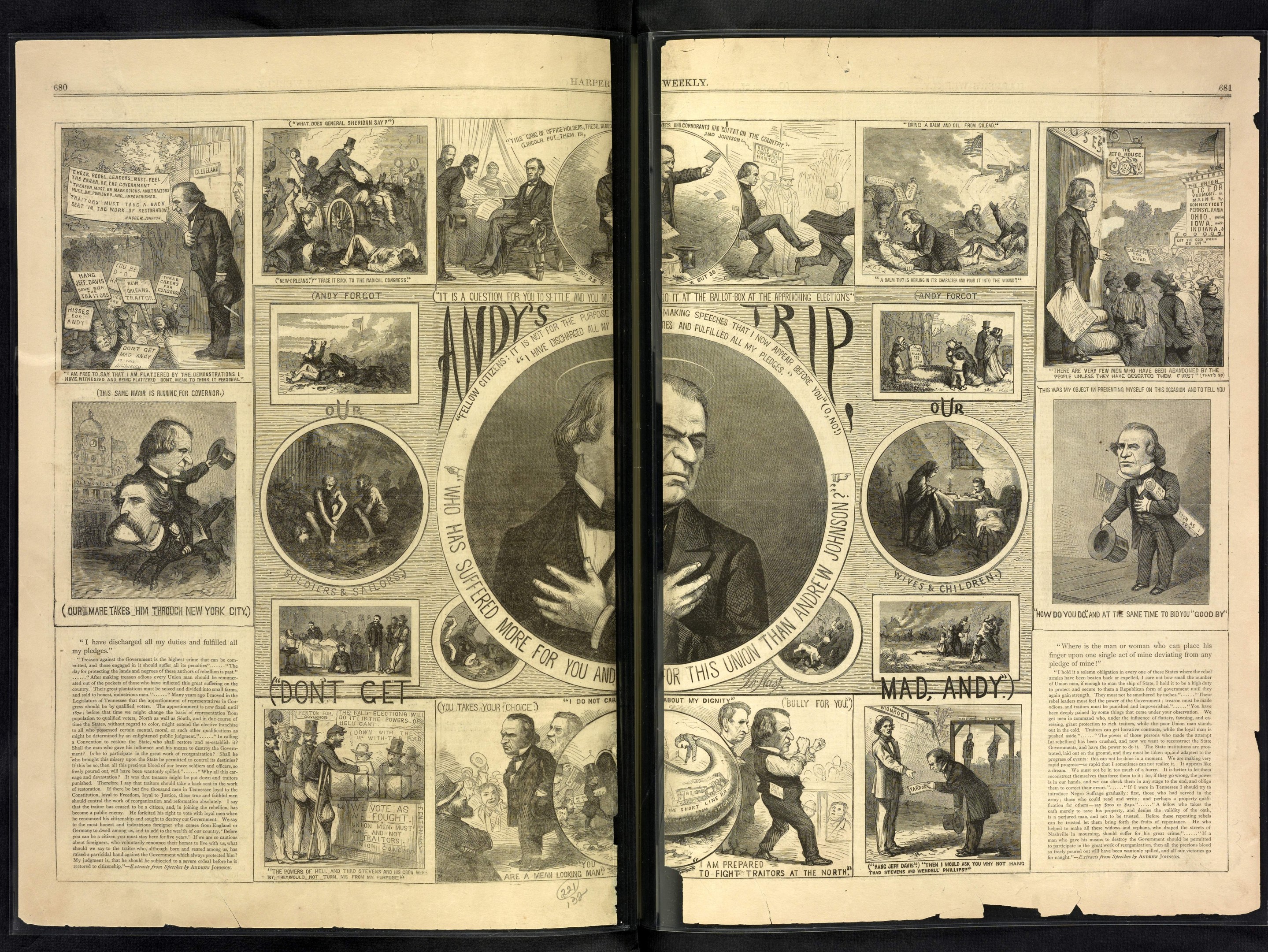 Offenes Comic-Heft mit farbenfrohen Illustrationen von Charakteren und Szenen, begleitet von Text.