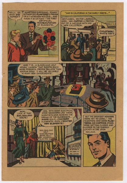 Eine Comic-Seite mit einem Mann in einem blauen Anzug, weissem Hemd und roter Krawatte mit einem ernsten Gesichtsausdruck, umgeben von einer Collage aus Illustrationen und fetter schwarzer Schrift.