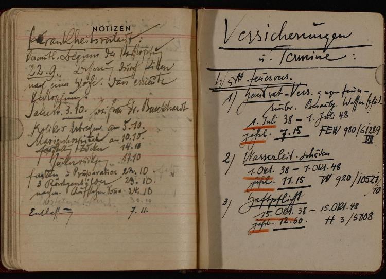 Offenes Buch mit handgeschriebenen deutschen Militärtagebucheinträgen aus dem frühen 20. Jahrhundert, enthaltend Text- und numerische Daten.