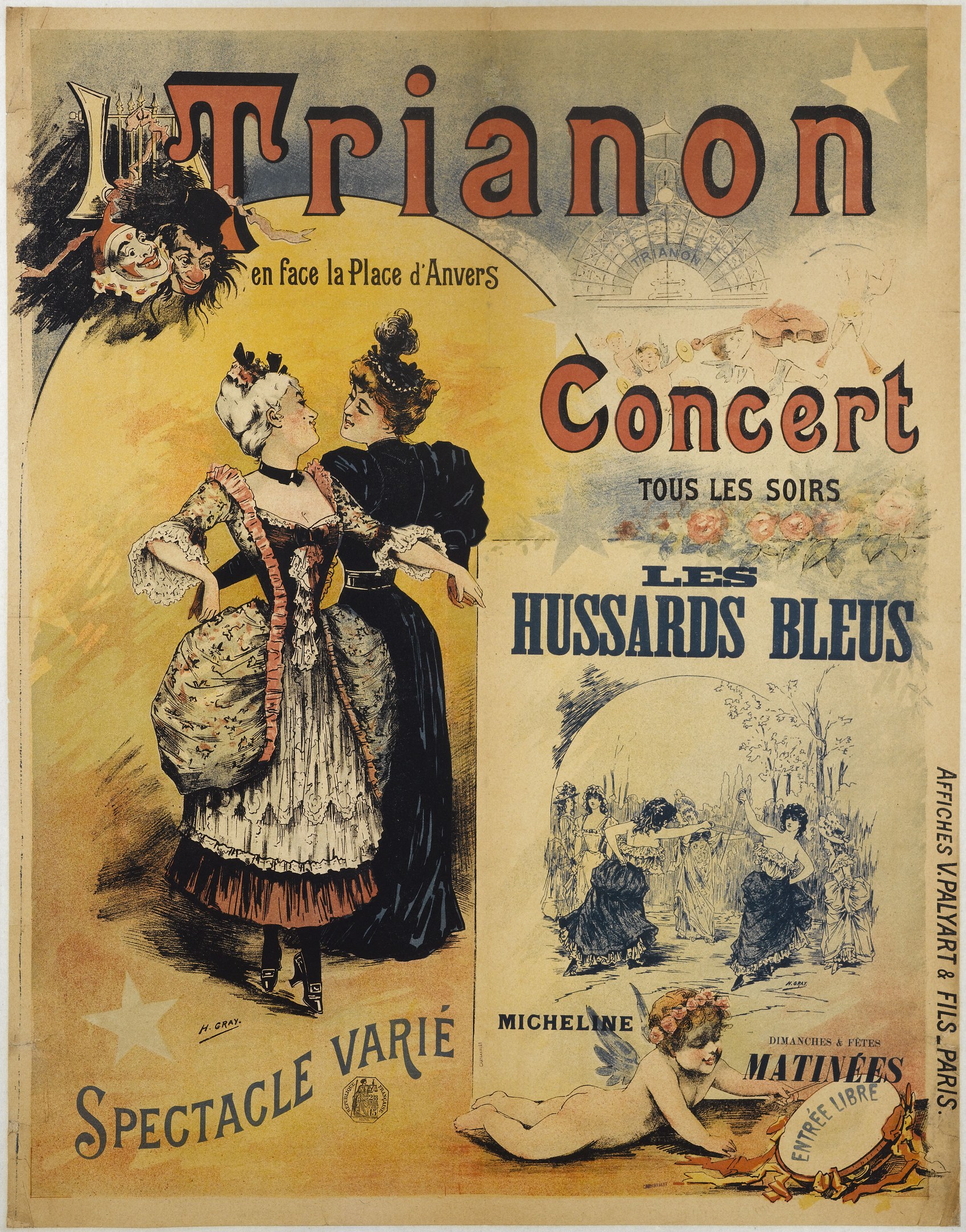 Konzertplakat mit einer Frau in einem langen, hochgeschlossenen, langärmeligen Kleid und einem Mann im Anzug mit verschränkten Armen, beide mit ernsten Gesichtern.