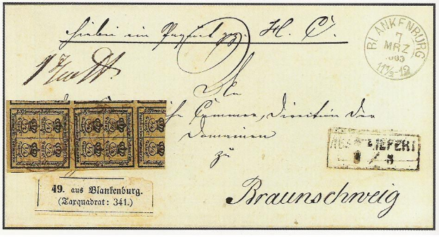 Alte Deutschland-Postkarte von 1772-1839 mit Stempel "Braunschweig" und der Nummer "1", in sehr gutem Zustand.